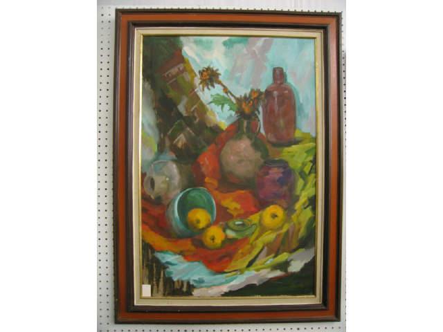 Appraisal: Margaret Kelly Oil on Canvas Gila Autumn still life with