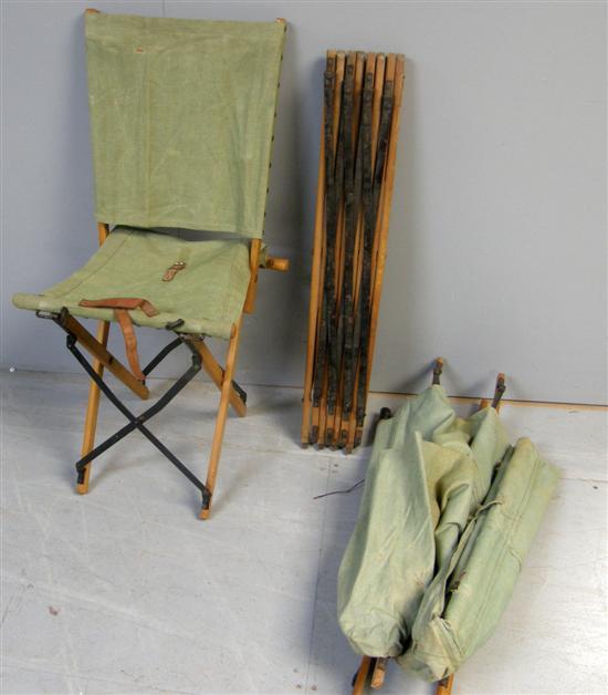 Appraisal: Second World War canvas military camping set comprising a folding