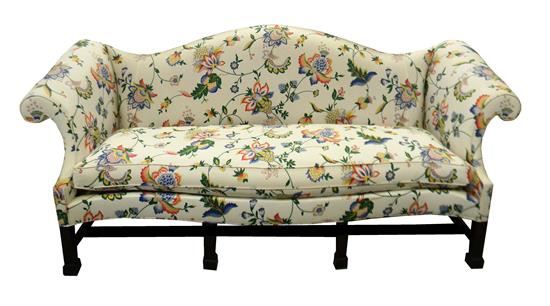 Appraisal: Upholstered sofa by Southwood Hickory NC late th C camelback