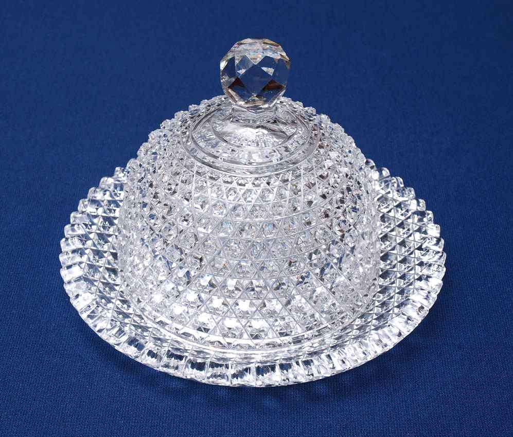 Appraisal: RUSSIAN CUT AMERICAN BRILLIANT PERIOD CUT GLASS BUTTER DISH Two