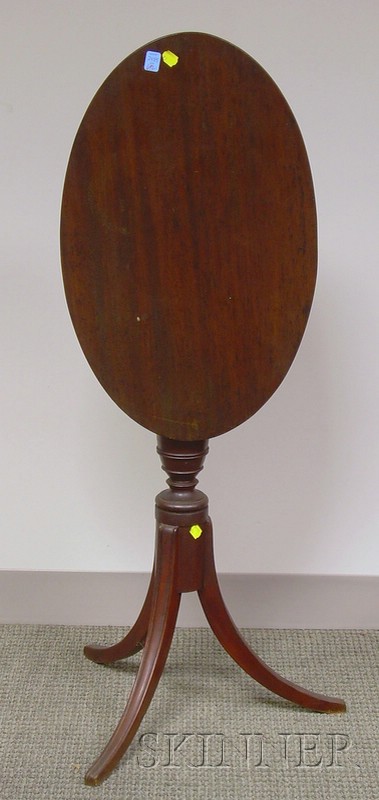 Appraisal: Federal Oval Mahogany Tilt-top Candlestand