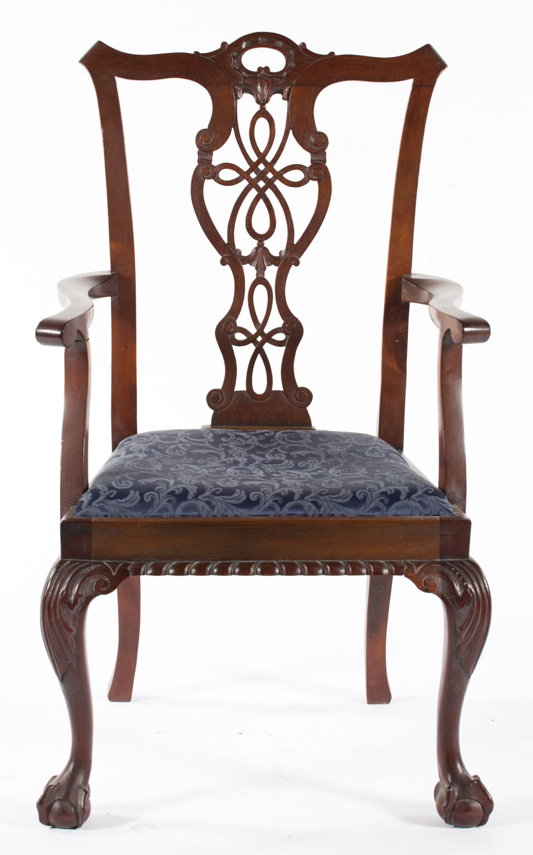 Appraisal: Chippendale style carved walnut armchair late th early th century