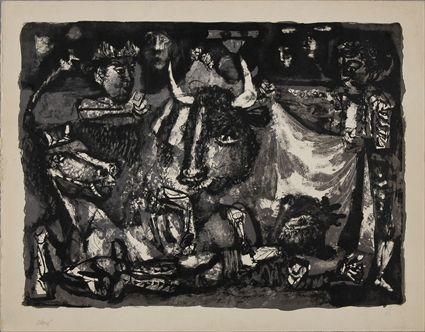 Appraisal: ANTONIO CLAV b - UNTITLED BULLFIGHT Lithograph x in edition