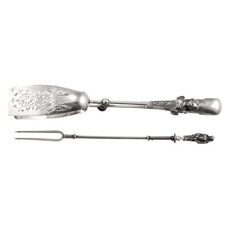 Appraisal: Starr Marcus Silver Asparagus Tongs Together with a Silver Serving