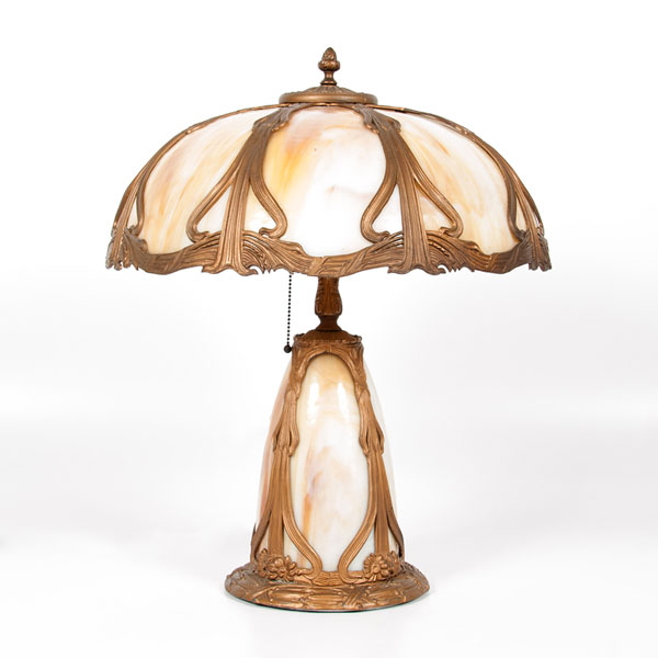 Appraisal: American th century A caramel slag glass table lamp with