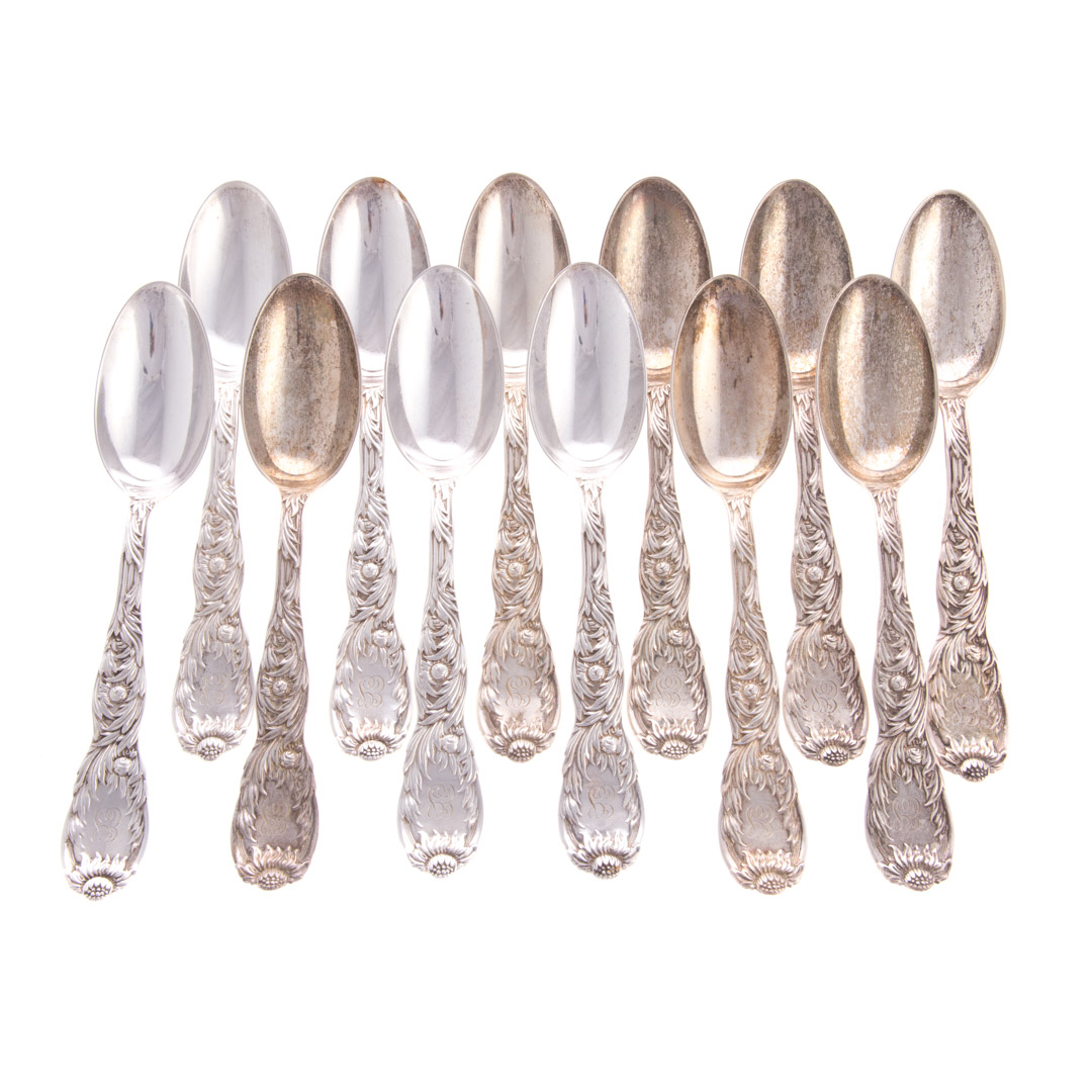 Appraisal: Tiffany Chrysanthemum sterling tablespoons set of sterling silver tablespoons old