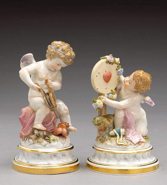 Appraisal: Two Meissen porcelain figures of Cupid mid th century The