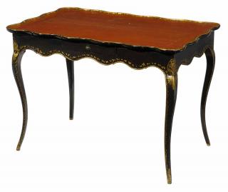 Appraisal: Provincial Louis XV Painted Ebonized and Parcel Gilt Table French