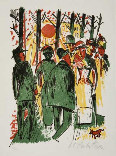 Appraisal: MAX PECHSTEIN Spaziergang Color lithograph x mm x inches full