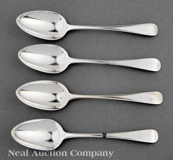 Appraisal: Four George III Sterling Silver Soup Spoons Thomas Wright London