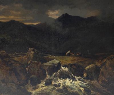 Appraisal: William James Muller - River in North Wales oil on