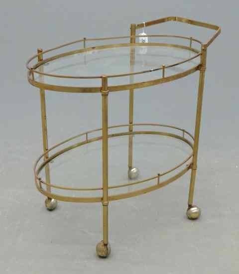 Appraisal: Vintage brass tea cart Top ''x '' '' Ht