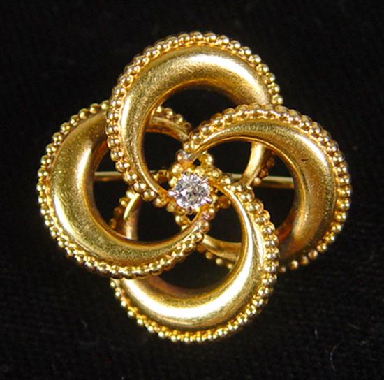 Appraisal: K Yellow Gold Ladies Knot Brooch Approximately ct old European