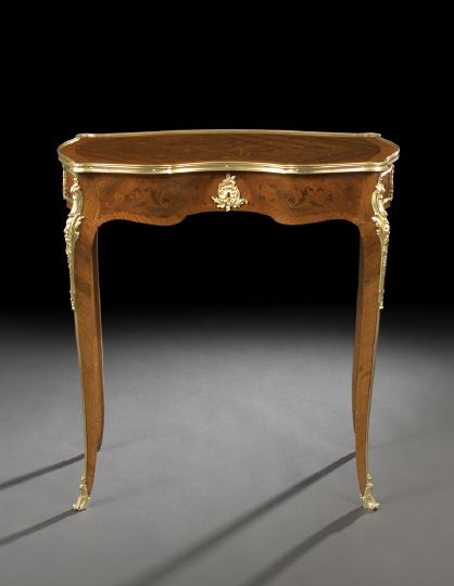 Appraisal: Louis XV-Style Ormolu-Mounted Kingwood Occasional Table the shaped rectangular top