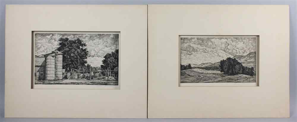 Appraisal: LUIGI LUCIONI AMERICAN - BARNS AND LANDSCAPE Etching x in