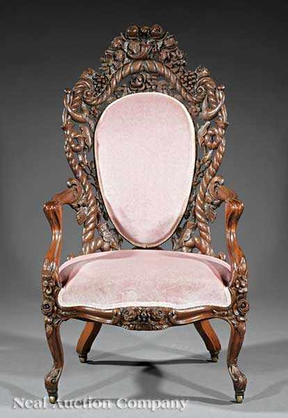 Appraisal: A Rare American Carved and Laminated Oak Armchair c -