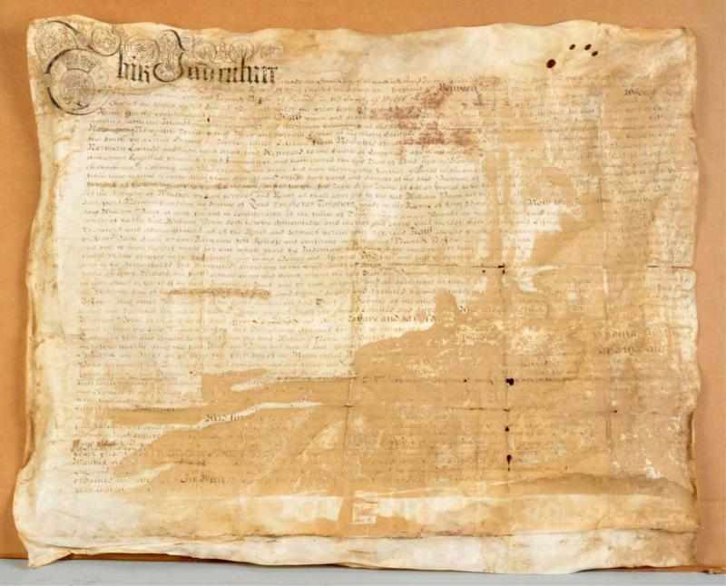 Appraisal: Early Parchment Document Signed by William Penn Some creasing and