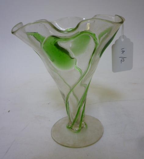 Appraisal: AN ART NOUVEAU VASE of trumpet form with frilled rim