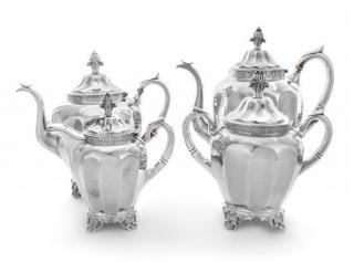 Appraisal: An American Coin Silver Four-Piece Tea and Coffee Service Wood