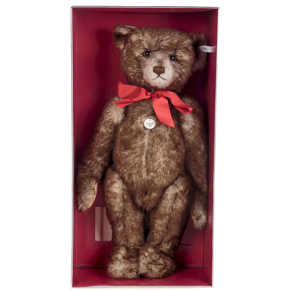 Appraisal: Large Steiff Grey Brown Teddy Bear New in box in