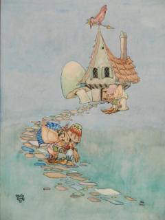 Appraisal: Walt Scott watercolor Walt Scott American - - Gnomes- watercolor