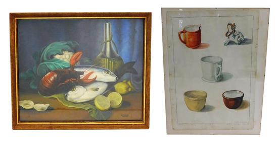 Appraisal: Two th C still life studies J M Panal oil