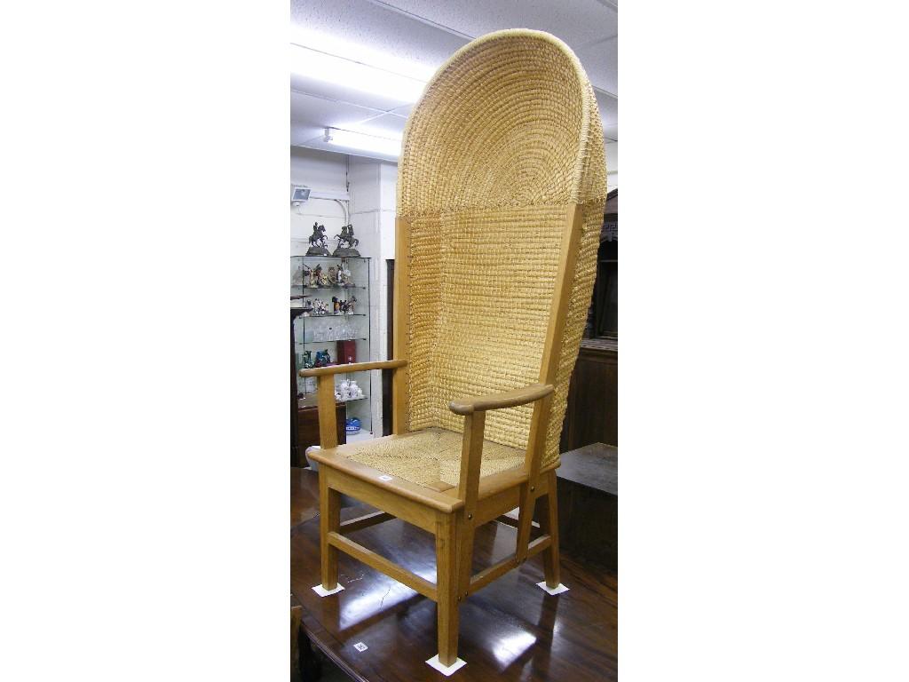 Appraisal: Contemporary light oak Orkney chair high