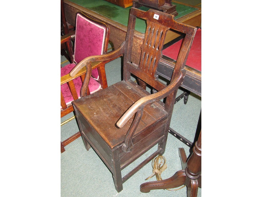 Appraisal: Oak commode chair