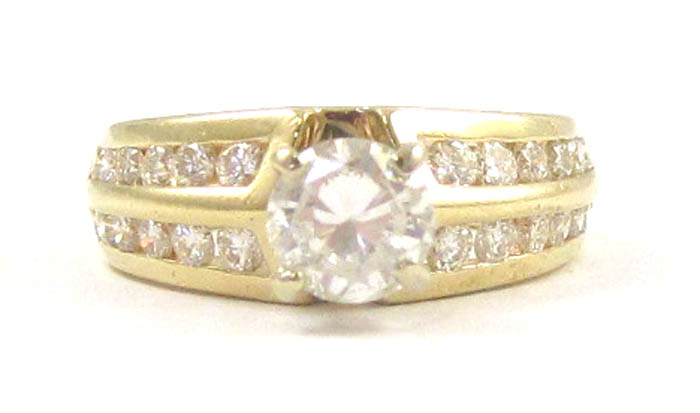 Appraisal: DIAMOND AND FOURTEEN KARAT GOLD RING with twelve round-cut diamonds