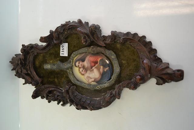 Appraisal: PORCELAIN PLAQUE DEPICTING MOTHER AND CHILDREN HOUSED IN DECORATIVE WOOD