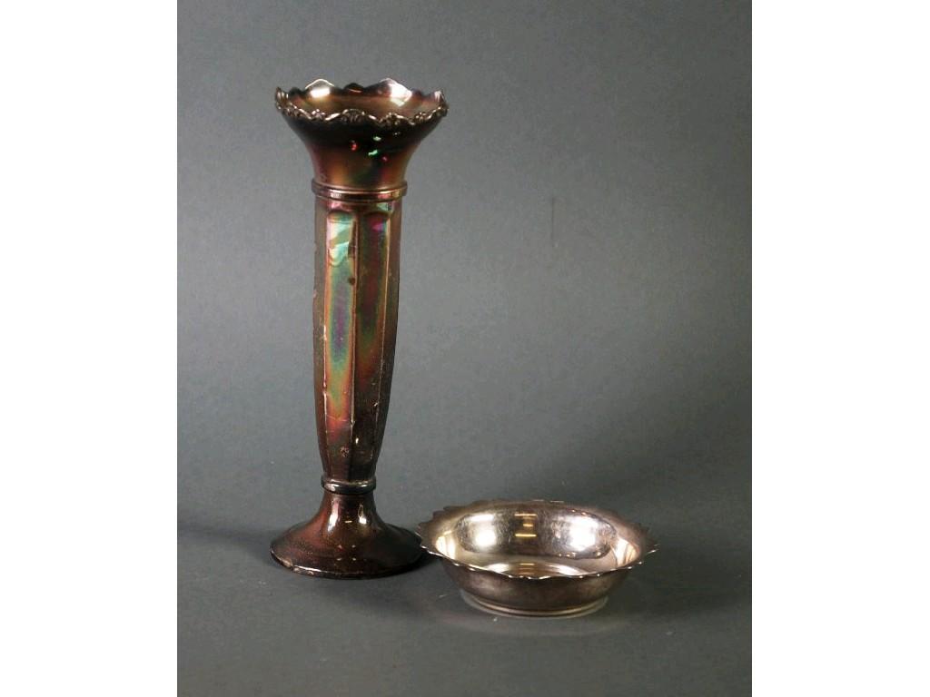 Appraisal: SILVER TRUMPET VASE panelled with cupped rim and circular foot