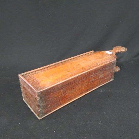 Appraisal: Antique Wooden Candle Box oak slide out top wall mounted