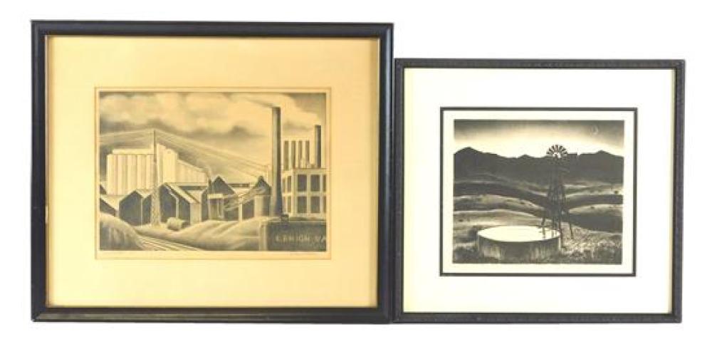 Appraisal: Two th C framed lithographs including Julius Block Cement Works