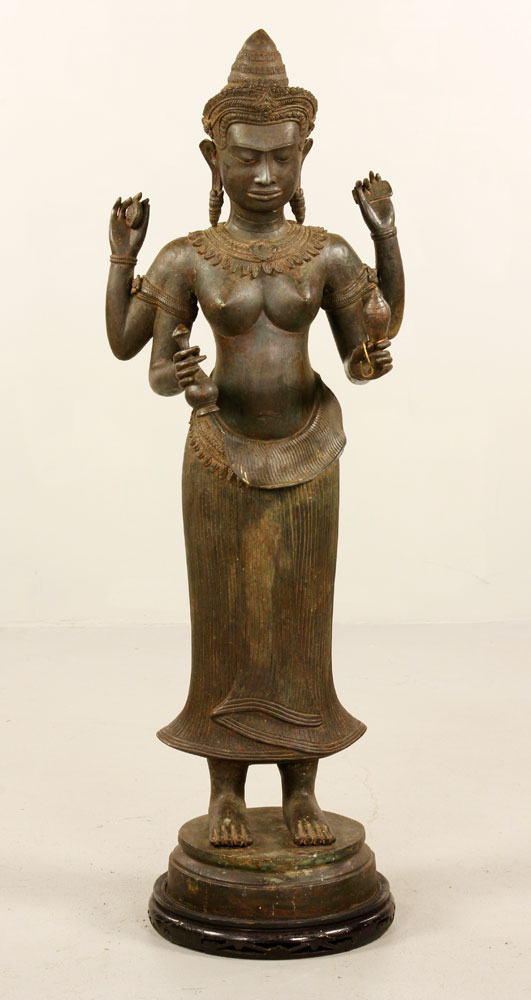 Appraisal: A - th th C Thai Bronze Figure Standing bronze