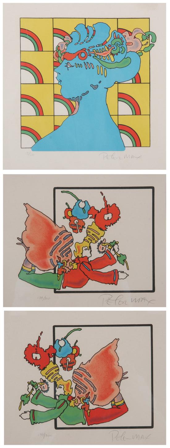 Appraisal: PETER MAX German American b SILHOUETTE IN BLUE WINGED BOY