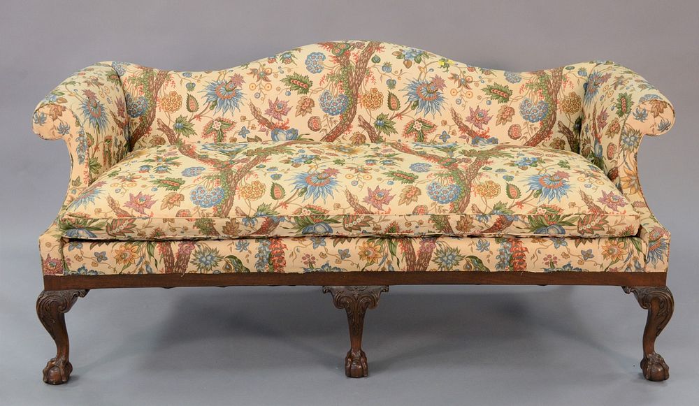 Appraisal: Kindel Winterthur reproduction Chippendale style camelback sofa x Kindel Winterthur