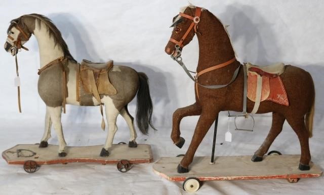 Appraisal: TWO TH AND EARLY TH CENTURY HORSE PULL-TOYS ONE WITH