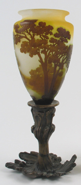 Appraisal: GALLE CAMEO GLASS VASE SHADE of cone shape having a