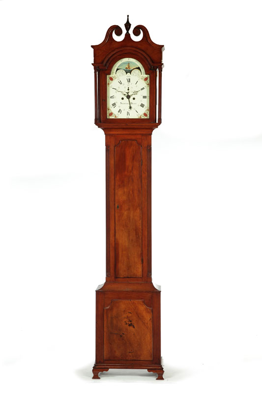 Appraisal: TALL CASE CLOCK Samuel Best Cincinnati Ohio dated cherry Ogee