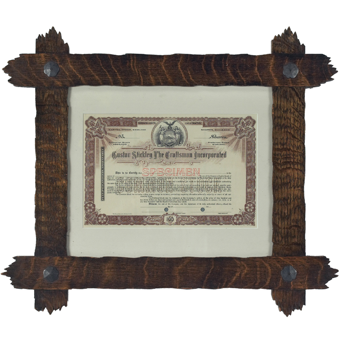 Appraisal: Arts and Crafts frames pair one shown rustic frames hold