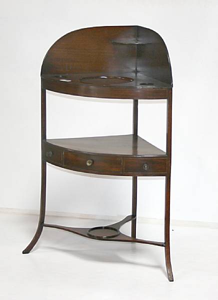 Appraisal: A George III mahogany corner washstand height i width in