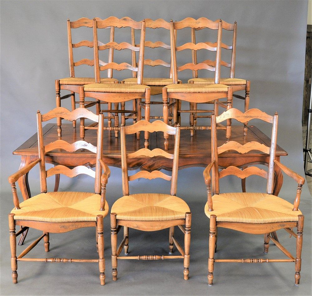 Appraisal: Nine Piece Louis XV Style Dining Set to include inlaid