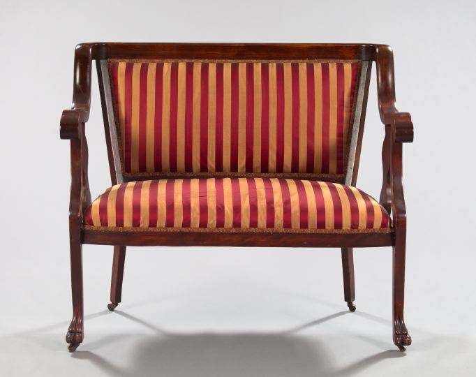 Appraisal: American Late Victorian Stained Mahogany Settee ca the padded back