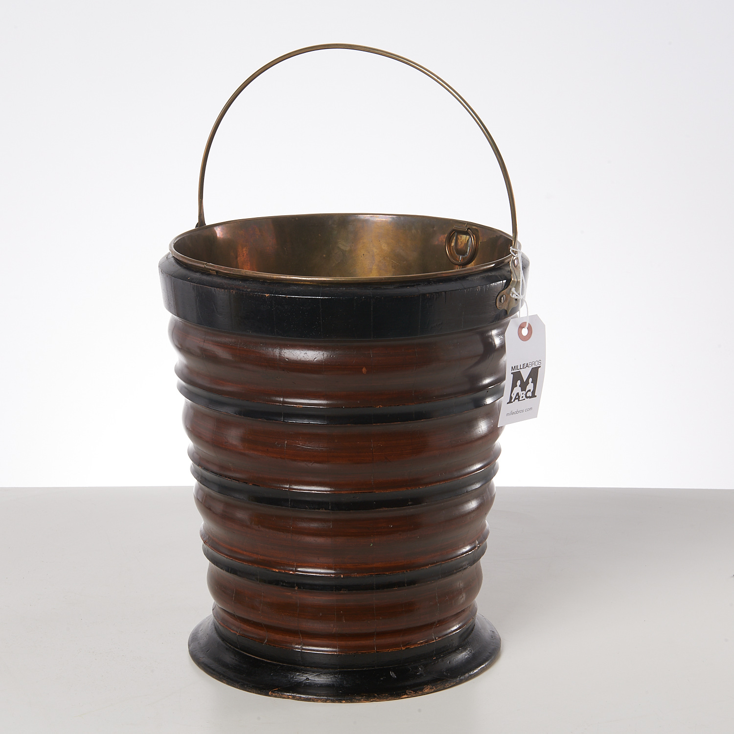 Appraisal: ANGLO-DUTCH PARCEL EBONIZED PEAT BUCKET th c with brass liner