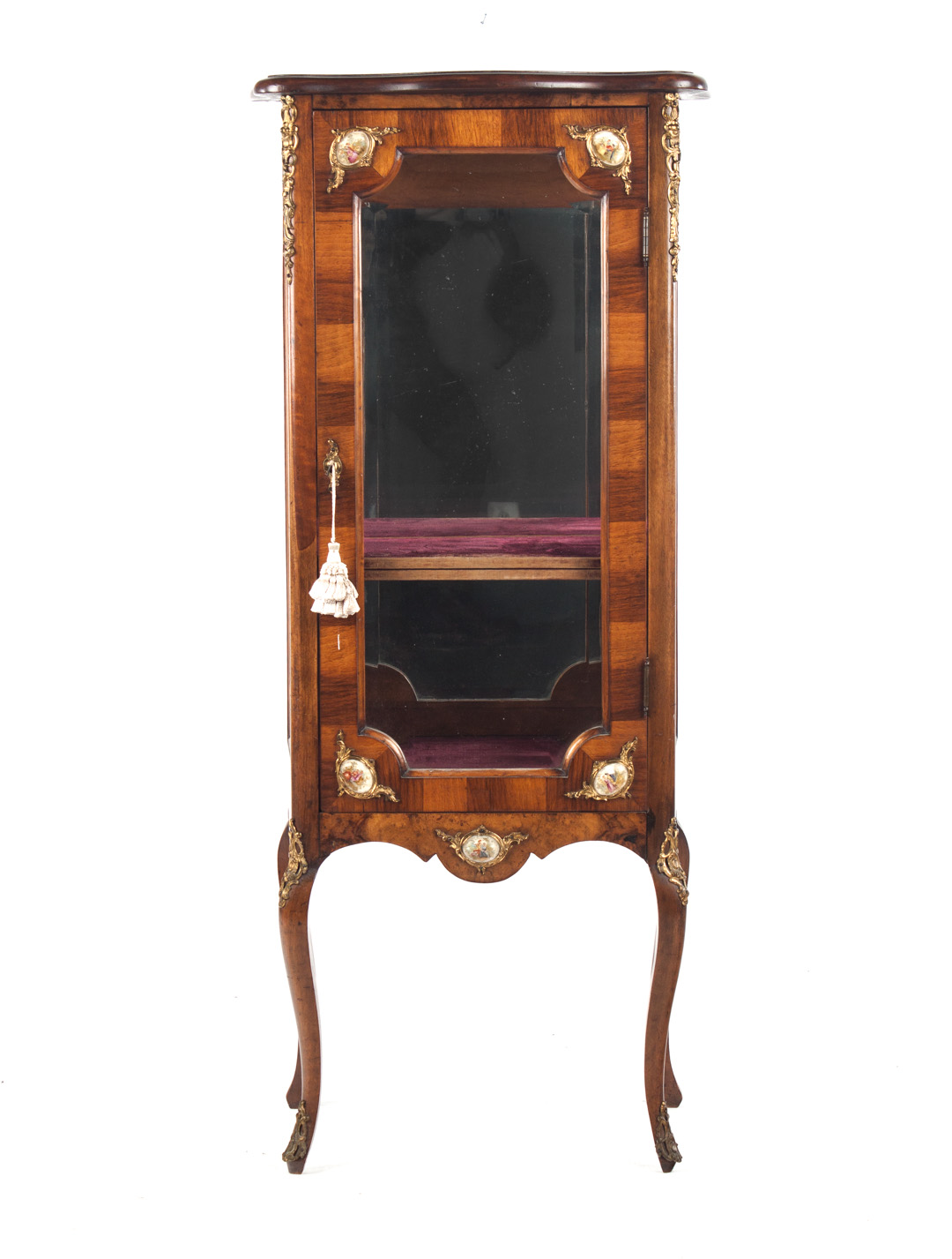 Appraisal: Louis IV style vitrine early th century burl walnut with