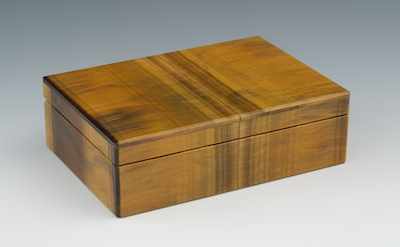 Appraisal: A Tiger Eye and Marble Trinket Box Rectangular shape marble