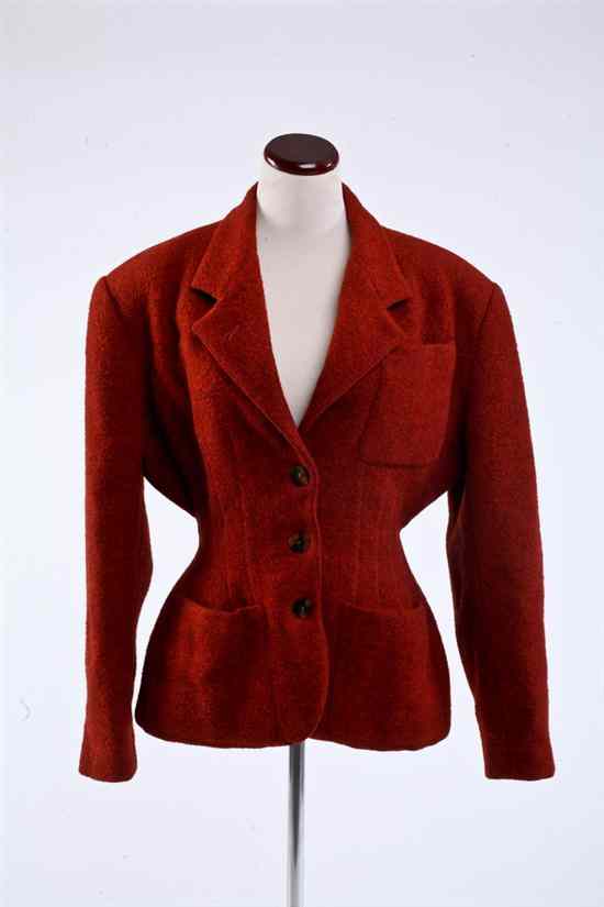 Appraisal: JEAN PAUL GAULTIER RUST ORANGE WOOL JACKET s Front button