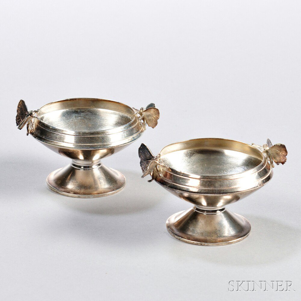 Appraisal: Pair of Gorham Aesthetic Movement Sterling Silver Salt Cellars Providence