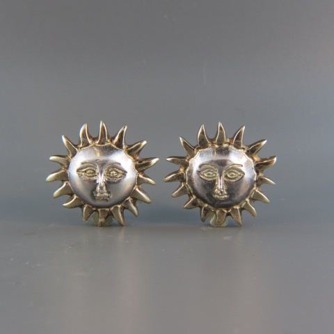 Appraisal: Sergio Bustamante Sterling Earrings sunburst with face diameter pierced style