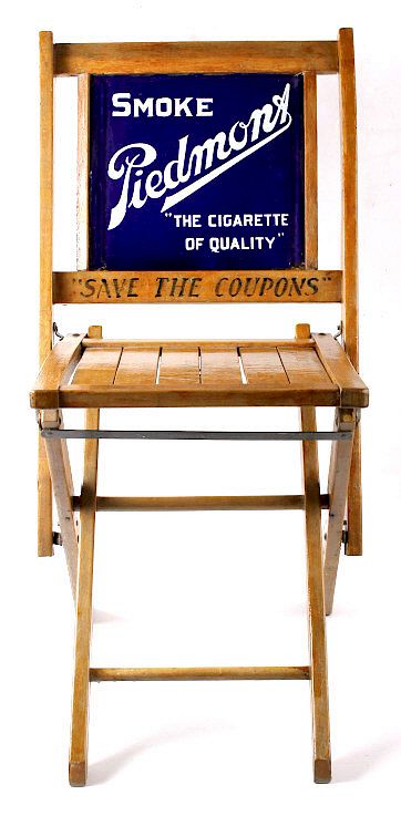 Appraisal: Wooden Chair w Smoke Piedmont Porcelain Sign For your bidding